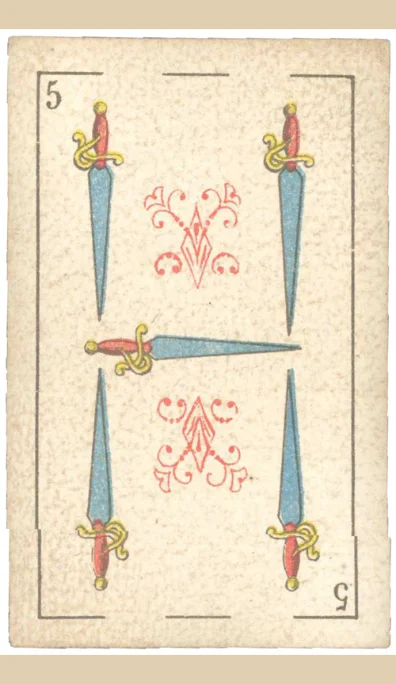 Cinco de Espadas – Tarot gitano (baraja española de Fournier)