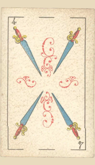 Cuatro de Espadas – Tarot gitano (baraja española de Fournier)