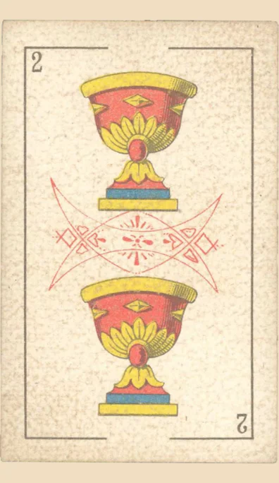 Dos de Copas – Tarot gitano (baraja española de Fournier)