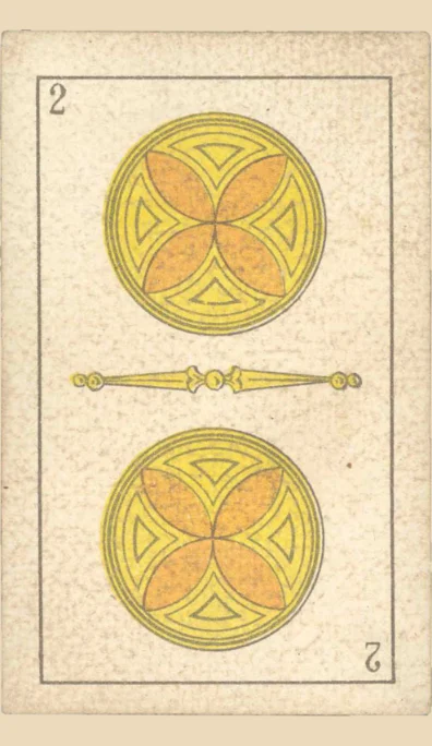 Dos de Oros – Tarot gitano (baraja española de Fournier)