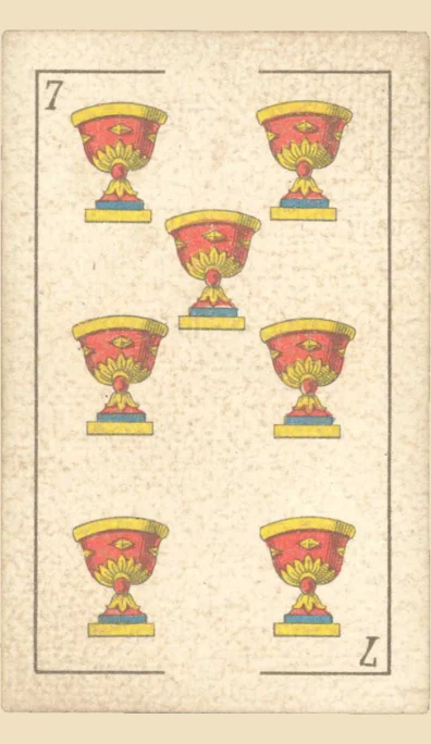 Siete de Copas – Tarot gitano (baraja española de Fournier)