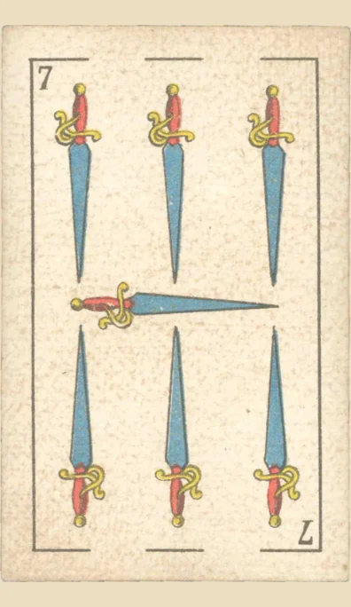 Siete de Espadas – Tarot gitano (baraja española de Fournier)