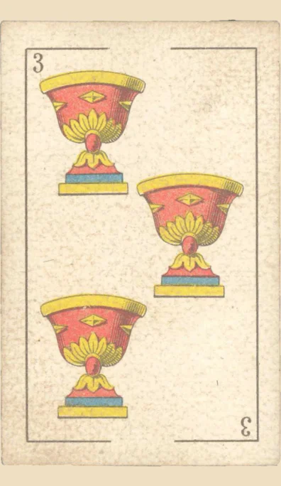 Tres de Copas – Tarot gitano (baraja española de Fournier)
