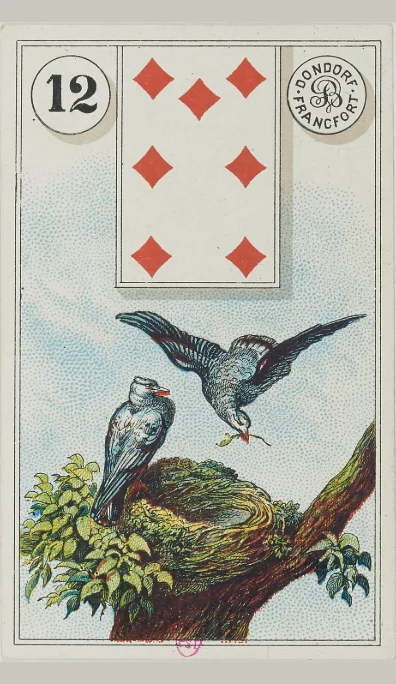Carta 12 Los Pájaros del Lenormand antiguo de Dondorf