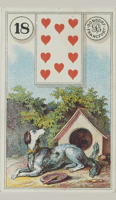 Carta 18 El Perro del Lenormand antiguo de Dondorf