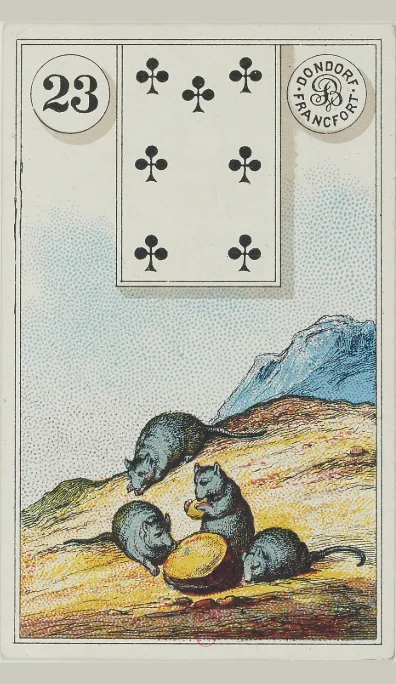 Carta 23 Los Ratones del Lenormand antiguo de Dondorf