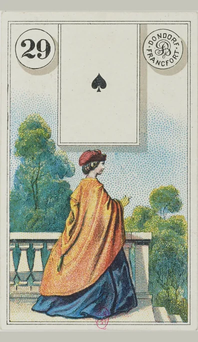 Carta 29 La Dama del Lenormand antiguo de Dondorf