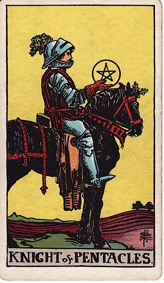 Carta del tarot Caballero de Oros