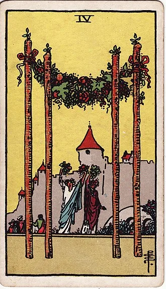 Carta del tarot Cuatro de Bastos