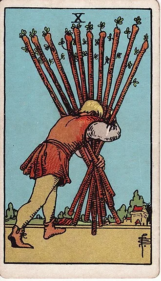 Carta del tarot Diez de Bastos