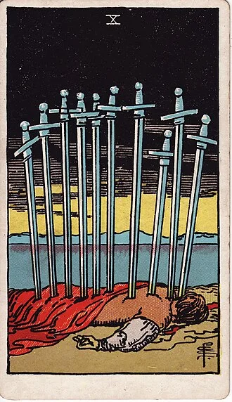Carta del tarot Diez de Espadas