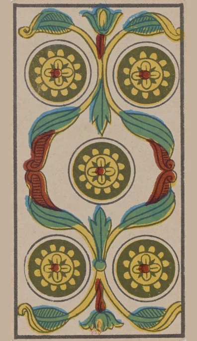 Cinco de Oros – Tarot de Marsella de Lequart