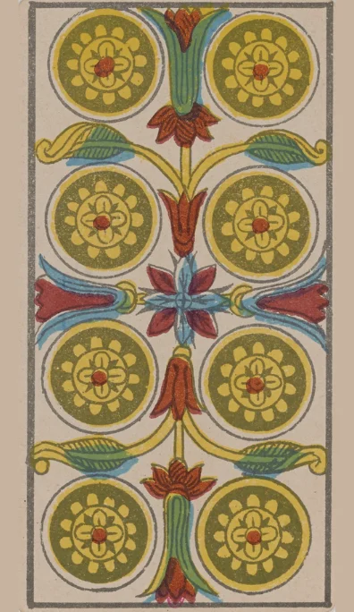 Ocho de Oros – Tarot de Marsella de Lequart