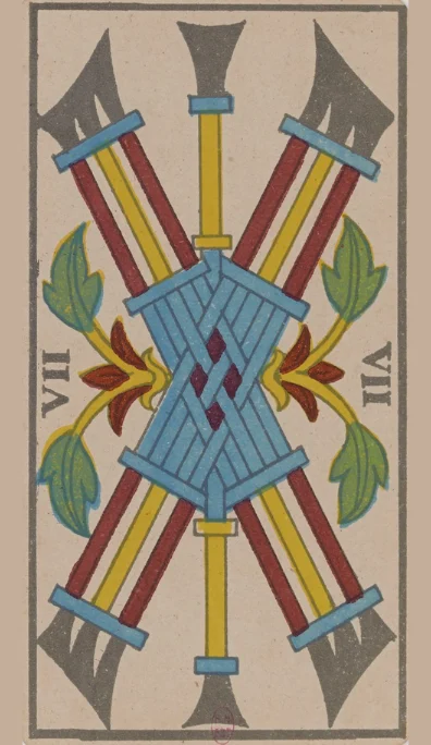 Siete de Bastos – Tarot de Marsella de Lequart