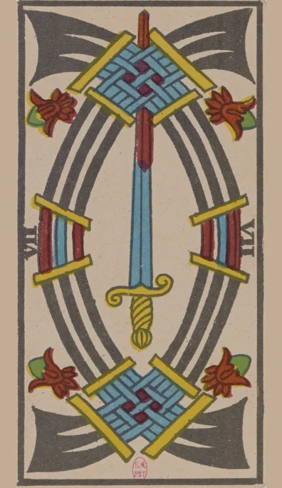 Siete de Espadas – Tarot de Marsella de Lequart
