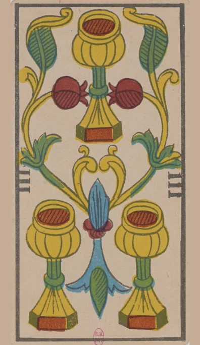 Tres de Copas – Tarot de Marsella de Lequart