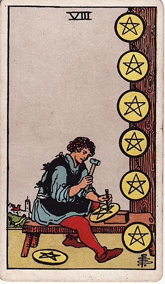 Carta del tarot Ocho de Oros