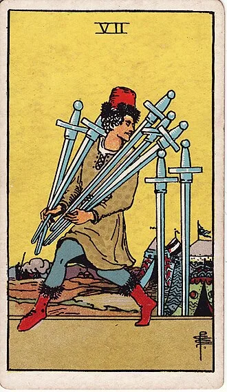Carta del tarot Siete de Espadas