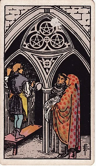 Carta del tarot Tres de Oros