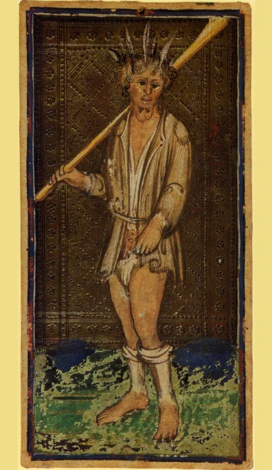 Il Matto (El Loco) del tarot Visconti-Sforza